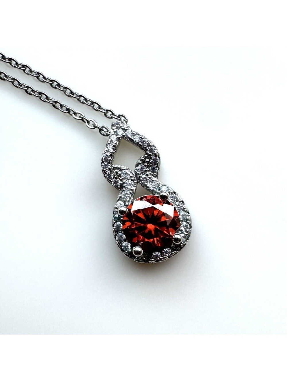 Silver Tone 18 Inch Necklace, 2 Ct Moissanite Stone Pendant With CZ Halo